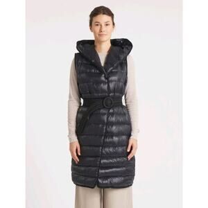 Cotes of London Down Vest - The Camden Long Hooded Down Vest, Black - XS